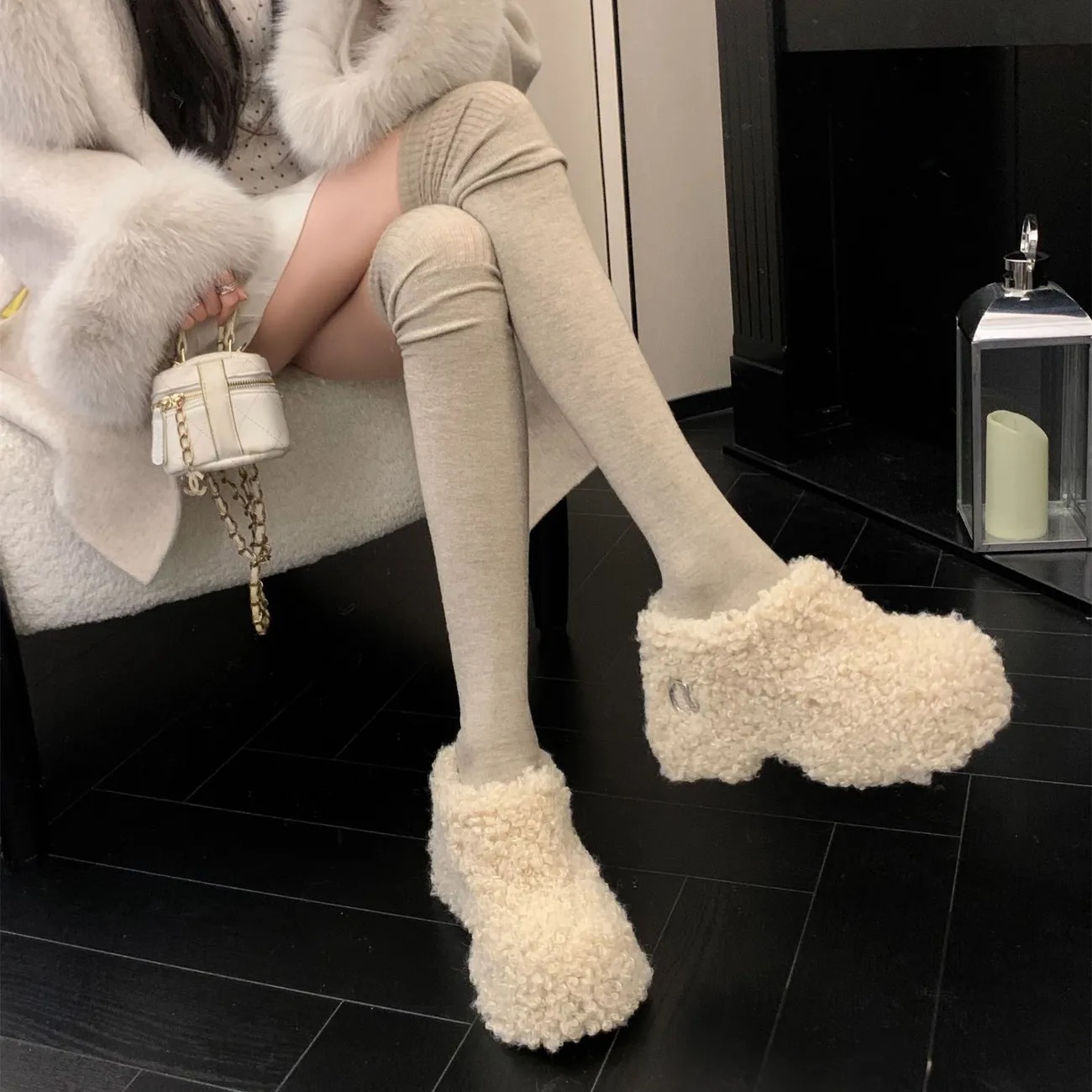 2025新款冬季加绒保暖雪地靴女厚底增高防滑棉鞋