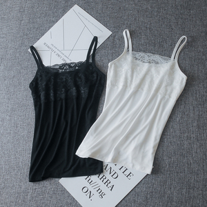 新款夏季性感百搭内搭打底衫薄款棉蕾丝性感中长款吊带小背心女士