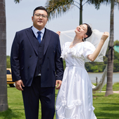 胖人戗驳领条纹西服胖男加肥加大结婚礼服 套装 胖子大码 双排扣西装