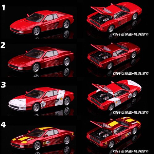 法拉跃马Testarossa 开盖版 红色 Hone Model 1:64 合金汽车模型