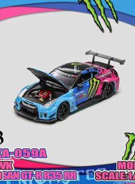 车魔王 1:64 尼桑GT-R R34 LBWK 宽体改装 魔爪 开盖合金汽车模型