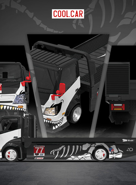 日野H300 化骨龙 77#平板运输拖车 CC 1:64 仿真合金汽车模型收藏