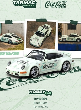 TW 1:64 保时捷RWB 964 可口可乐 鸭尾 幻彩白 仿真合金汽车模型