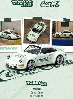 TW 1:64 保时捷RWB 964 可口可乐 鸭尾 幻彩白 仿真合金汽车模型