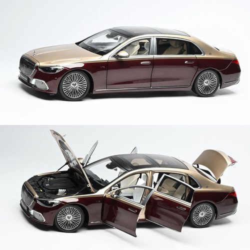 AR似真 1:18 奔驰迈巴赫S680 红金双拼 S级 合金全开仿真汽车模型