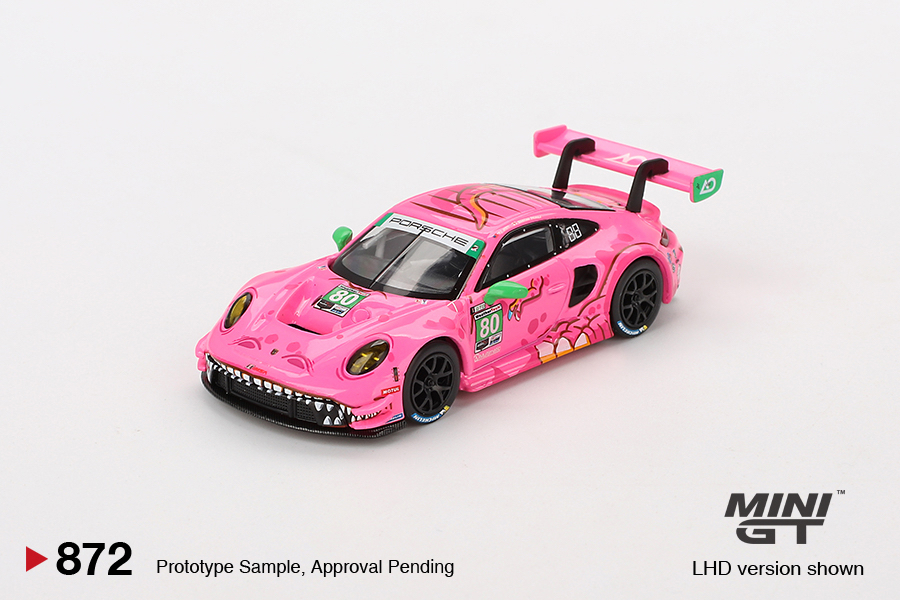 MINIGT 1:64 保时捷911 GT3 R 80# 霸王龙 粉色 仿真合金汽车模型