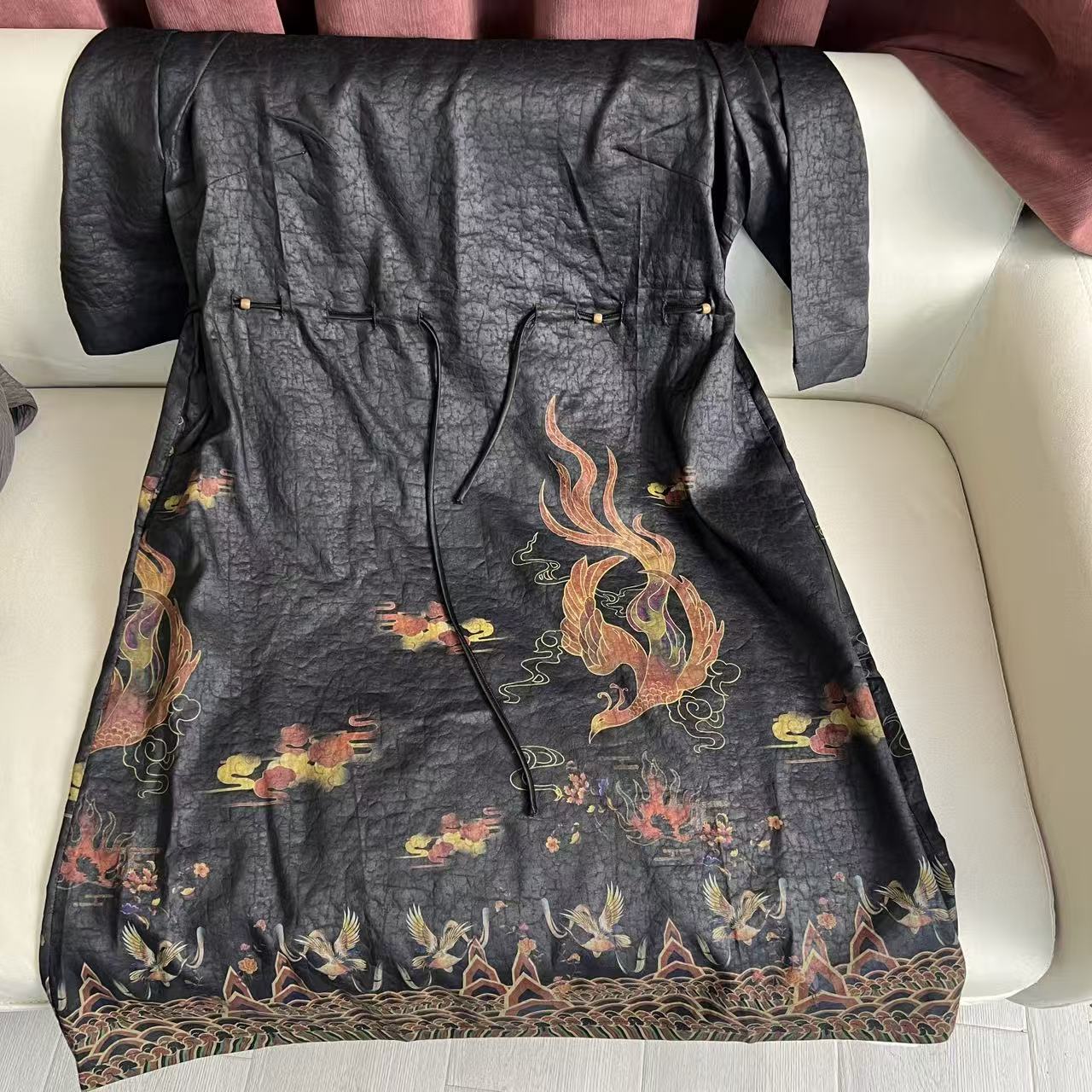 米瑞多娜  龙凤呈祥 香云纱连衣裙 100桑蚕丝 4759