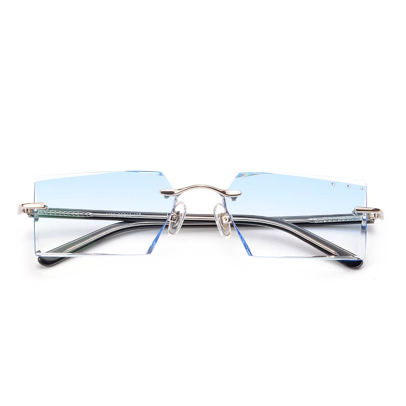 成品男女无框钻石切边防蓝光辐射近视眼镜架镜框镶钻渐变色镜片M4
