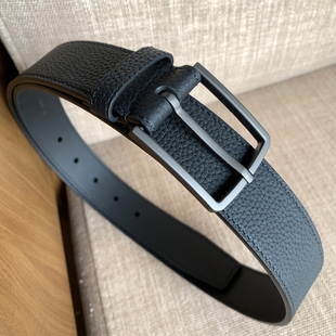 皮带男真皮铜针扣青年休闲中年商务裤 带男潮百搭棕色头层牛皮腰带