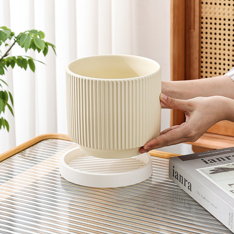 一件代发跨境北欧陶瓷花盆大口径带托盘简约轻奢风蝴蝶兰多肉盆,鲜花速递/花卉仿真/绿植园艺,花盆,淘宝优惠券,粉丝福利购,淘宝优惠卷