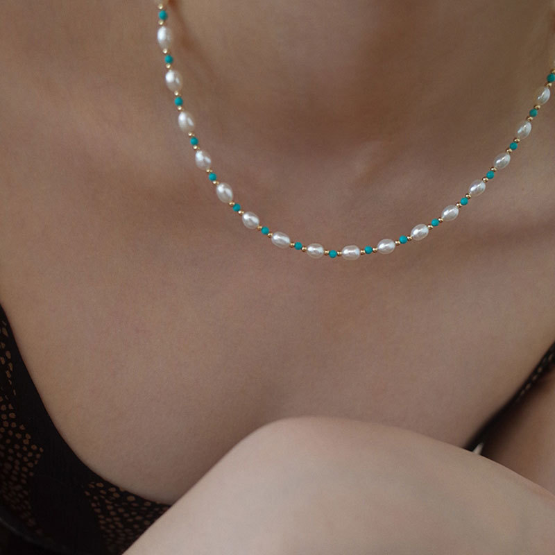 淡水珍珠项链绿松石女百
