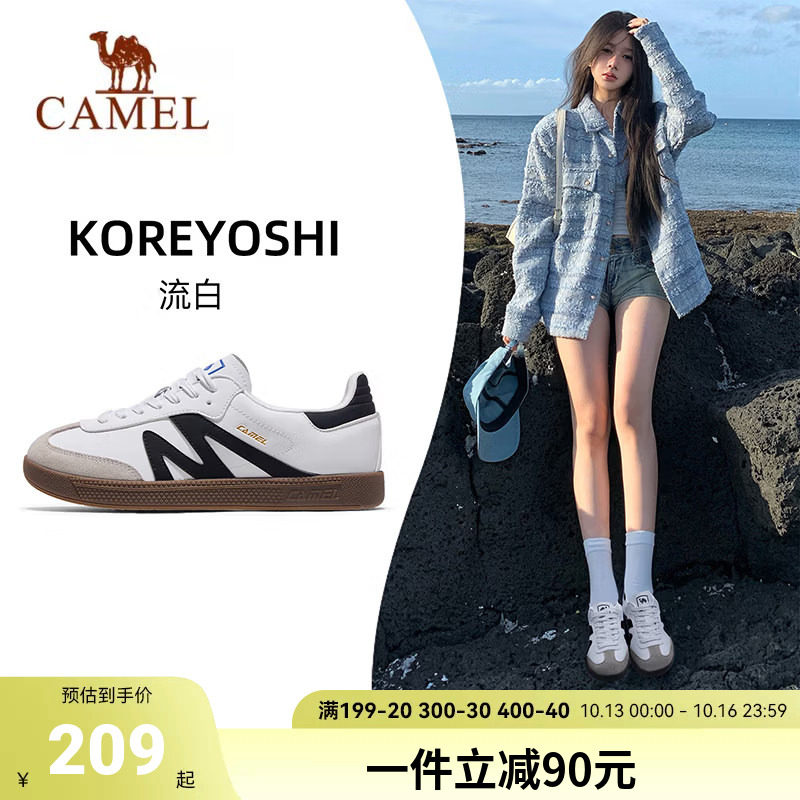 骆驼板鞋女款新款平底小白鞋透气复古休闲鞋T头鞋百搭德训鞋女鞋