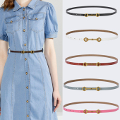 女士真皮马蹄扣小皮带简约连衣裙细腰带百搭ins风装 腰带 饰牛仔裤