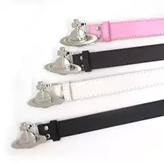 New Trendy Three-Dimensional Saturn Buckle Belt for Men and Women ins Versatile Decorative Belt for Dresses and Jeans Pink Belt