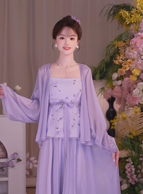 瑶西【紫藤花语】2026国风刺绣汉元素改良春夏季汉元素紫色套装
