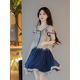 藏蓝短裙海边度假汉服新中式 清仓·蓝鹊 吊带裙子两件套