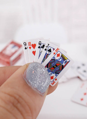 迷你扑克牌微缩纸牌bjd食玩道具dollhouse娃娃屋场景道具ob11配件