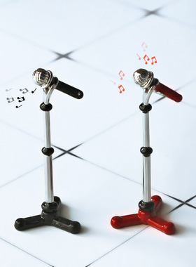 bjd娃娃屋麦克风12分迷你支架话筒微缩娱乐用具ob11袖珍演唱道具