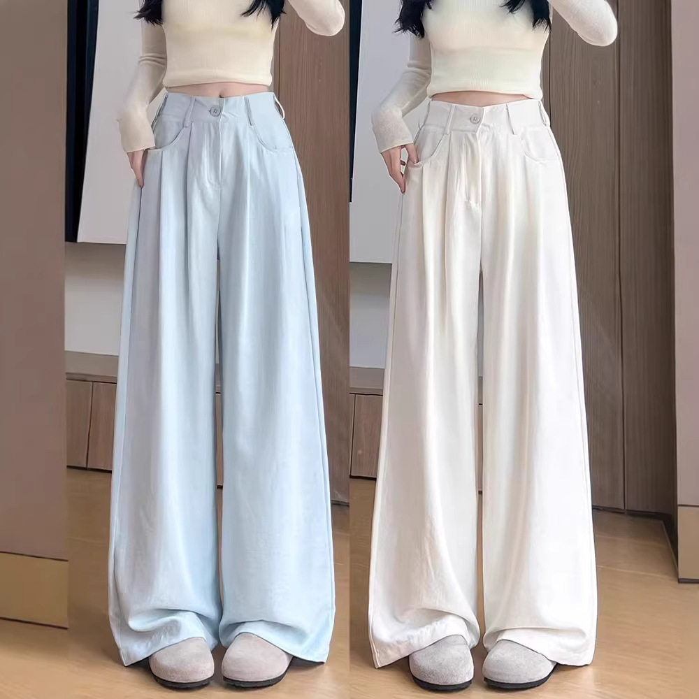 雾霾蓝奶芙西装裤女夏季2026西装裤/正装裤