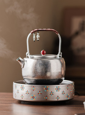 尚器鎏银陶瓷电陶炉纯钛泡茶烧水壶提梁壶茶壶茶具煮水壶可明火