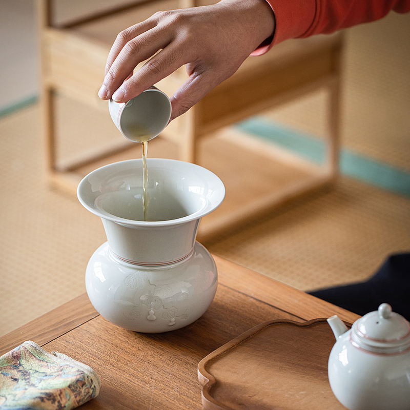 北溪堂云华建水秘色大号茶洗茶道配件干泡台水盂茶渣斗仿古水洗