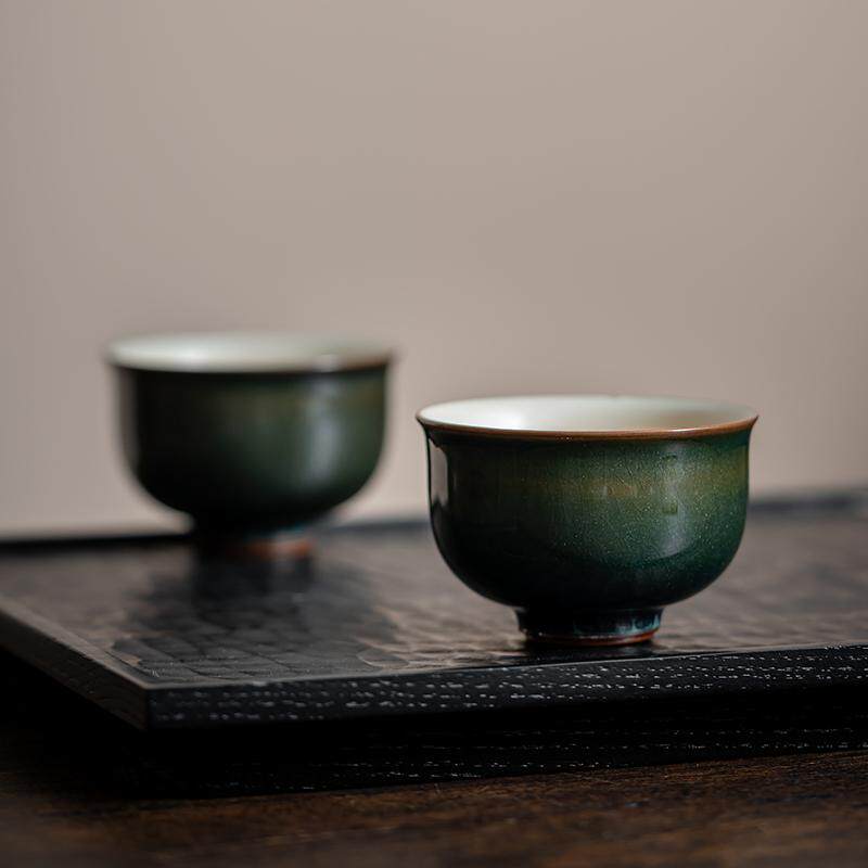 尚器 沙金墨绿釉压手杯窑变茶盏杯子品茗杯主人杯单杯茶杯陶瓷