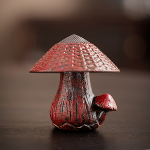 尚器 满山红赭石釉蘑菇茶滤组 创意茶漏茶滤泡茶过滤器陶瓷茶隔