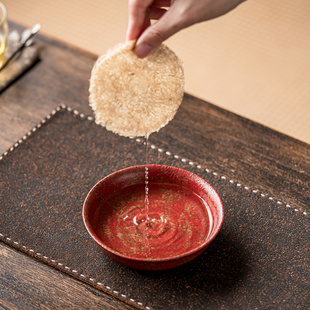 尚器 满山红圆满壶承复古粗陶茶壶托干泡盘干泡台紫砂红色小茶台