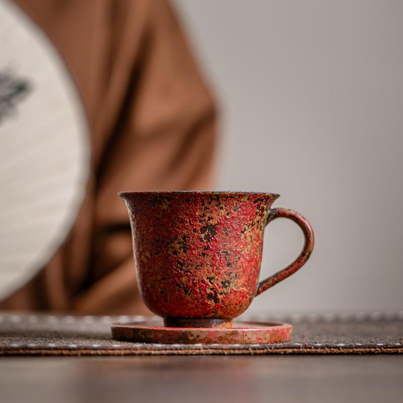 尚器 老岩泥赭石釉主人杯台湾茶具咖啡杯带把万紫千红茶杯喝茶杯