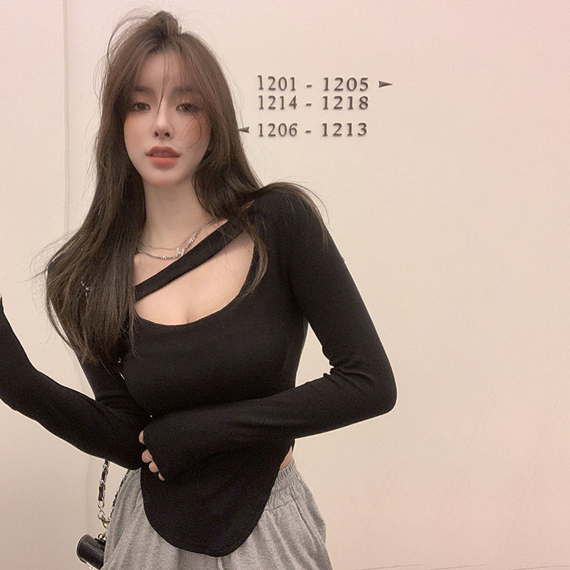 设计感小众显瘦长袖韩版U领女士