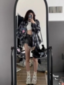 胖妹妹美式 复古长袖 格子衬衫 大码 外套女春夏幂式 穿搭刺绣防晒衬衣