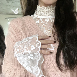 胖mm网纱内搭洋气小衫 大码 超仙保暖上衣 女秋冬新款 蕾丝加绒打底衫