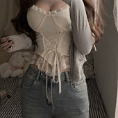 大码 性感甜辣设计感纯欲内搭外穿上衣 新款 美式 蕾丝吊带背心女夏季