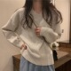 上衣v领套头内搭针织衫 温柔风长袖 胖妹妹显瘦毛衣女秋冬新款 大码