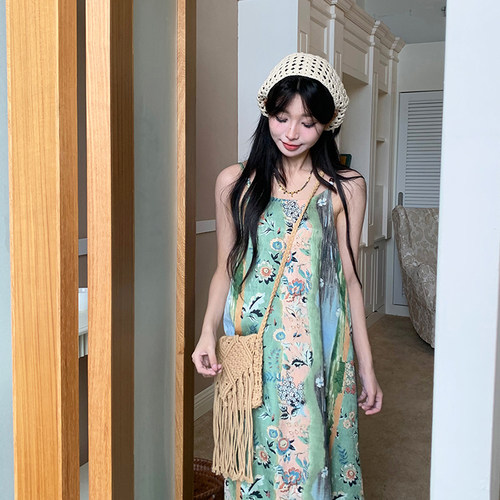 新中式度假风吊带连衣裙女