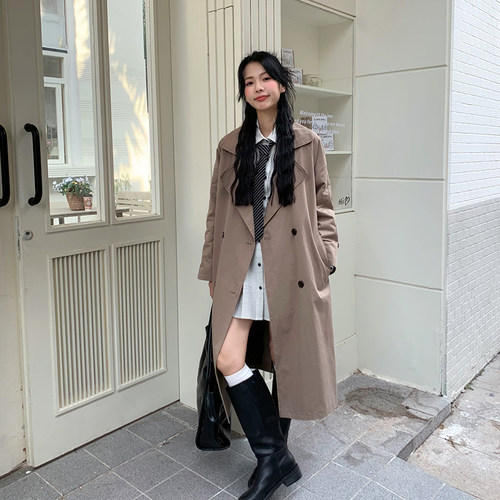 Punkhoo 春秋长款英伦风衣女宽松高级感大衣小个子外套百搭韩版