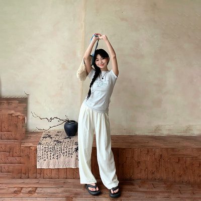 直筒百搭奶芙裤垂感山本裤