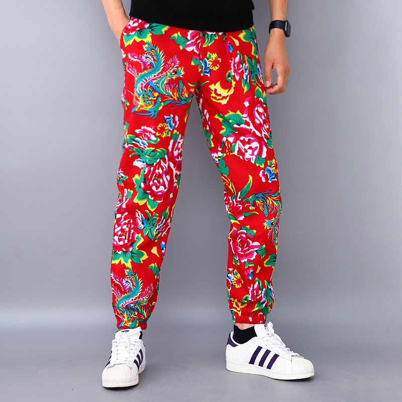 大花布九分裤纯棉休闲国潮