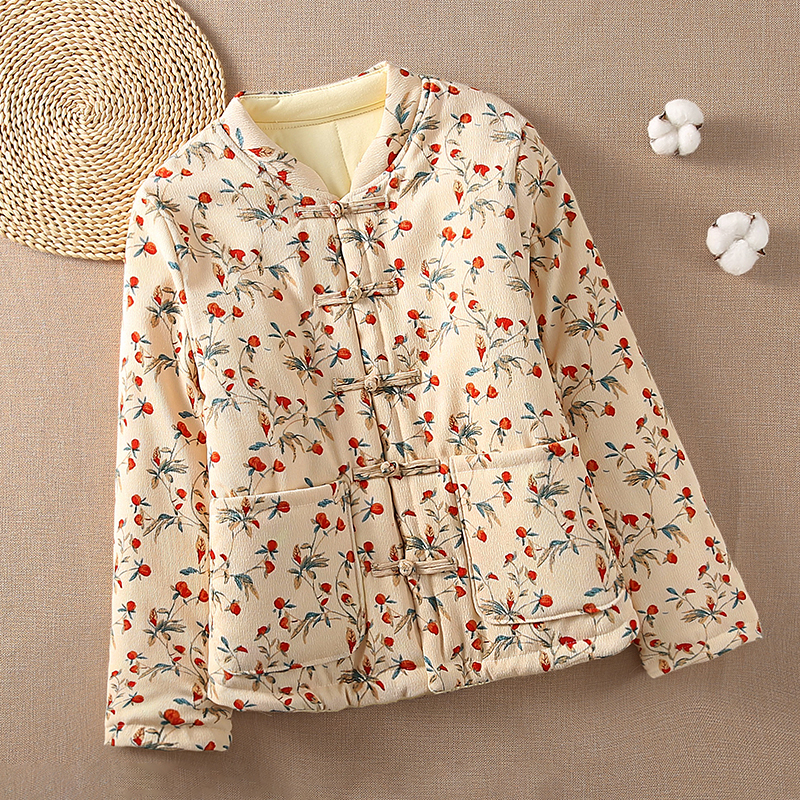 中国风棉花复古文艺宽松盘扣棉袄