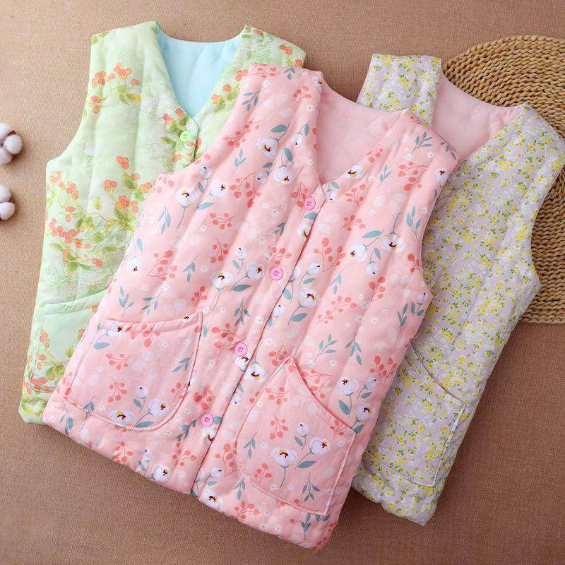 女士纯棉花手工马甲秋冬妈妈加厚保暖背心坎肩大人内外穿贴身马夹