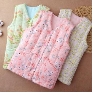 女士纯棉花手工马甲秋冬妈妈加厚保暖背心坎肩大人内外穿贴身马夹