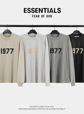 FOG第八季1977植绒ESSENTIALS圆领长袖情侣高街潮牌宽松男女T恤