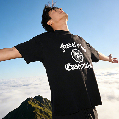 FEAR OF GOD复线ESSENTIALS重磅纯棉短袖T恤男女宽松梵文徽章潮牌