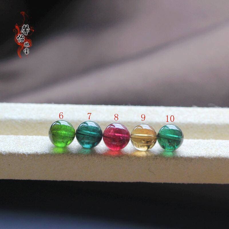 天然碧玺红蓝绿黄碧圆珠隔珠