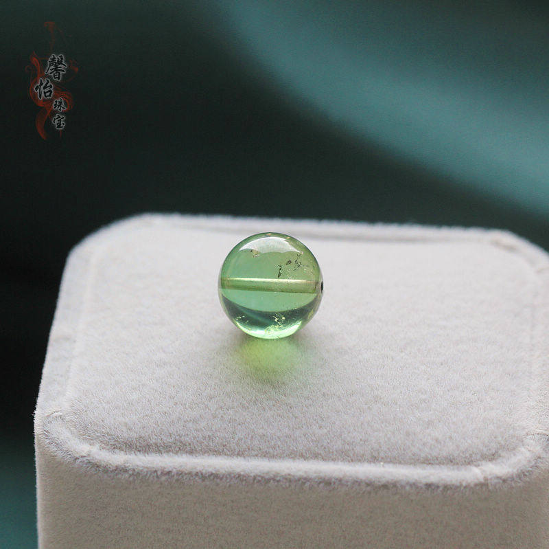 近全净体绿碧玺单珠散珠12 12.3MM玻璃体多宝手链DIY配珠