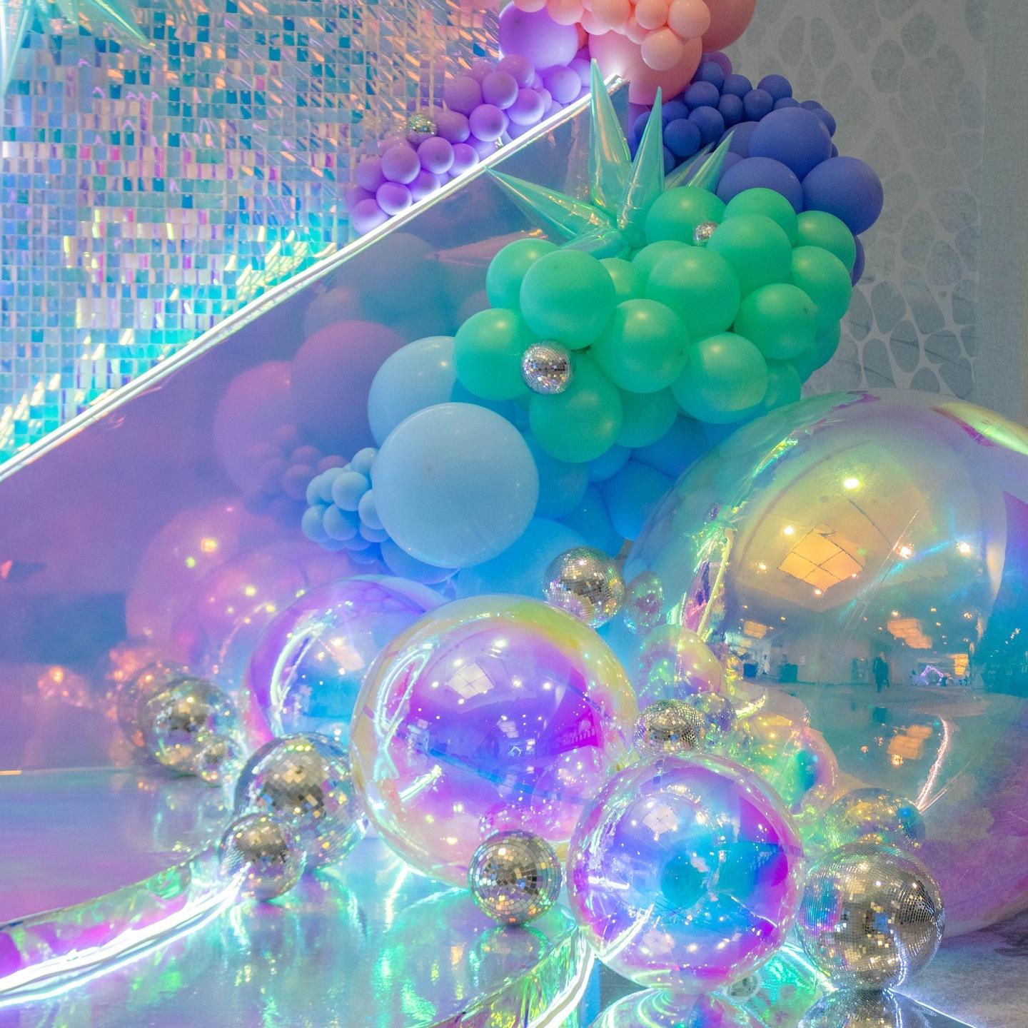 氦气飘空派对装饰炫彩铝膜气球