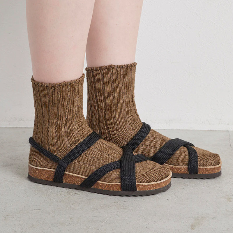 亚麻中筒袜复古吸湿百搭袜子