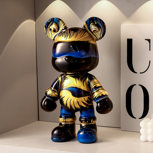 抖音网红新款手工DIY流体熊成品客厅潮玩客厅轻奢存钱罐时尚摆件