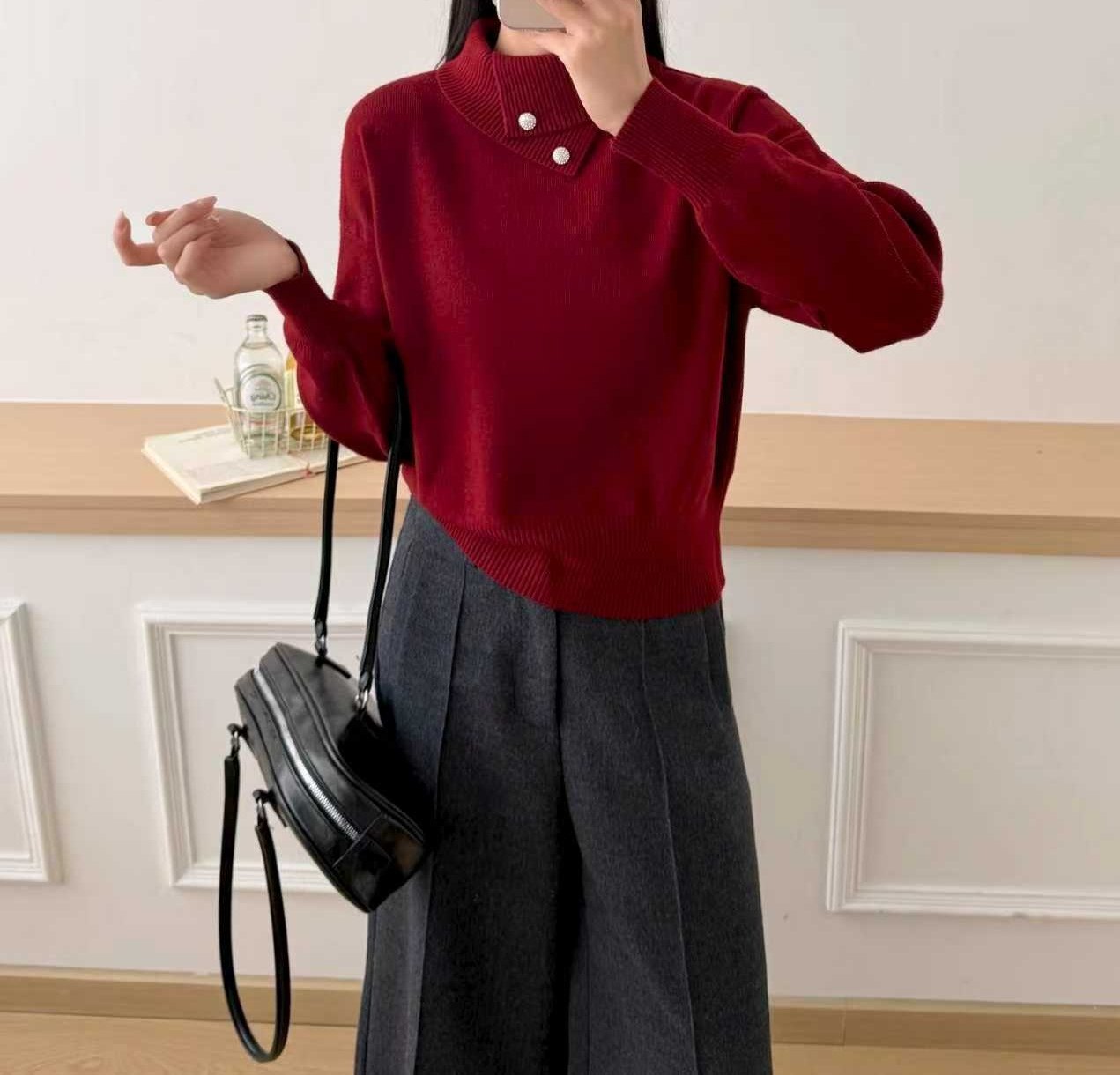 冬季新款设计感半高领针织打底衫韩版显瘦遮肉百搭上衣女,女装/女士精品,毛针织衫,淘宝优惠券,粉丝福利购,淘宝优惠卷