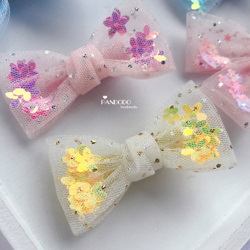 手工进口网纱超仙蝴蝶结儿童发夹